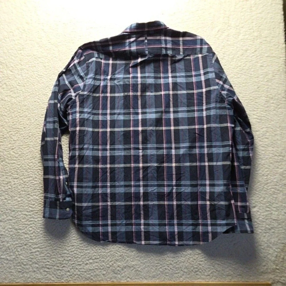 Banana Republic Shirt Mens XL Blue Plaid Long Sleeve Camden Fit Slim Button-Up